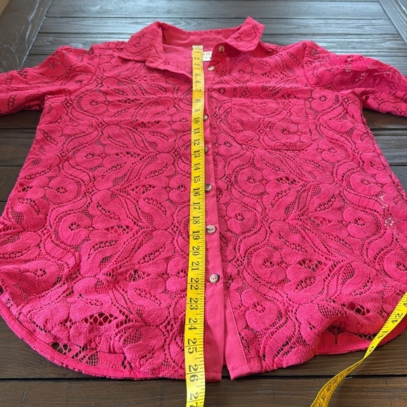 Mauve Anthropologie Pink Lace Button Up Sz 8 - Picture 8 of 10